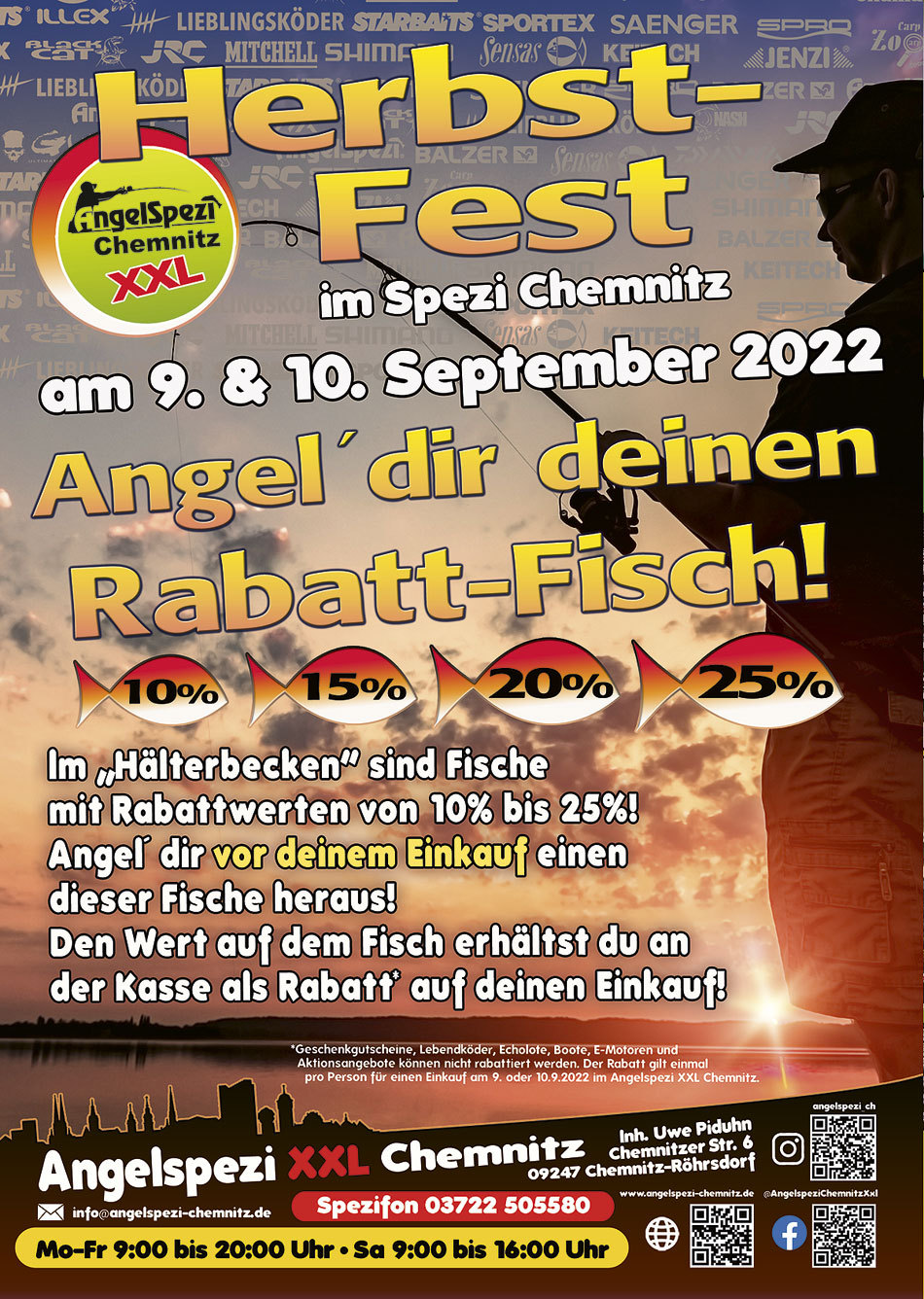 Herbstfest-Aktionstage im Angelspezi XXL Chemnitz am 9. und 10. September 2022