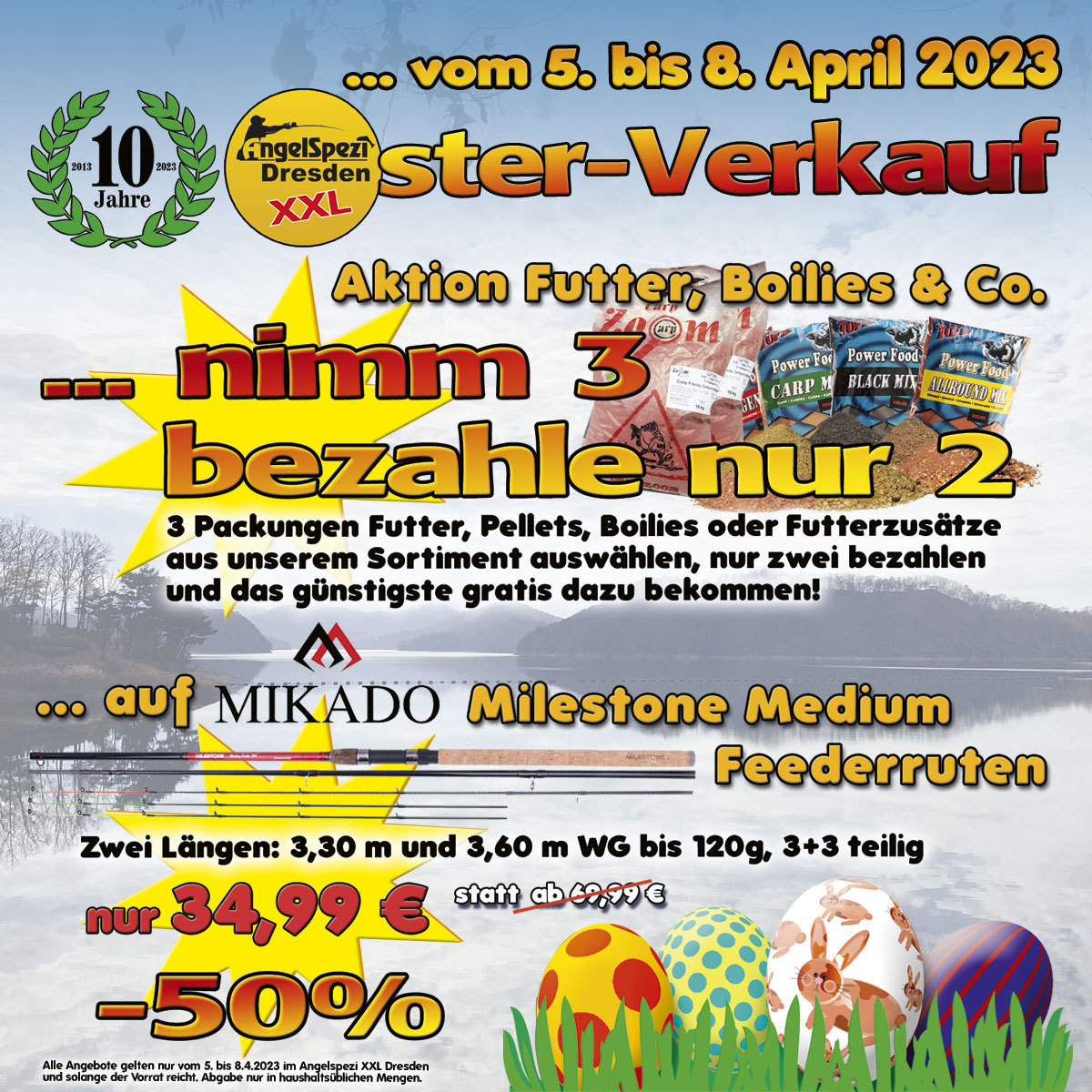 Jubiläums-Osterverkauf vom 5. bis 8. April 2023 im Angelspezi XXL Dresden