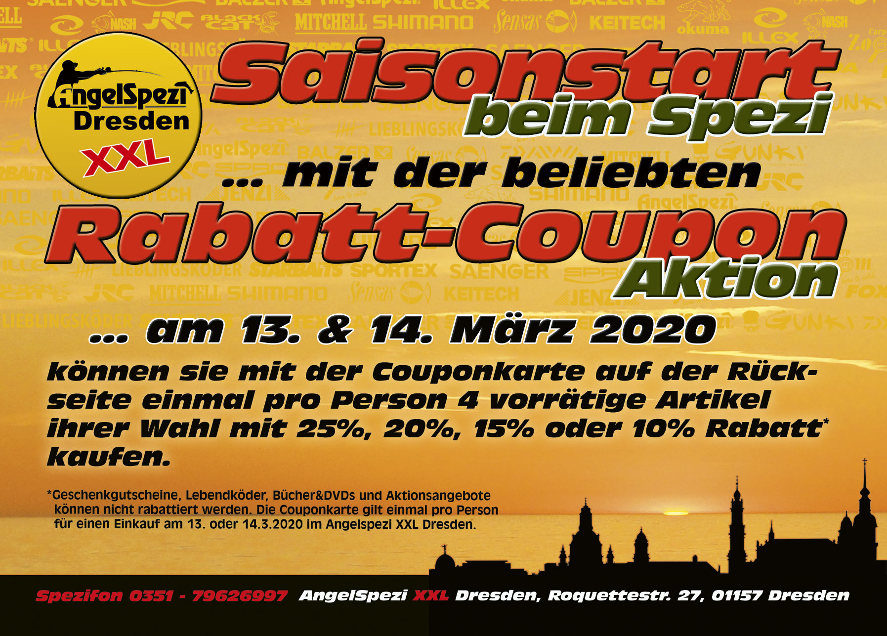 Coupon-Rabatt-Aktion im Angelspezi XXL Dresden 13. und 14. März 2020