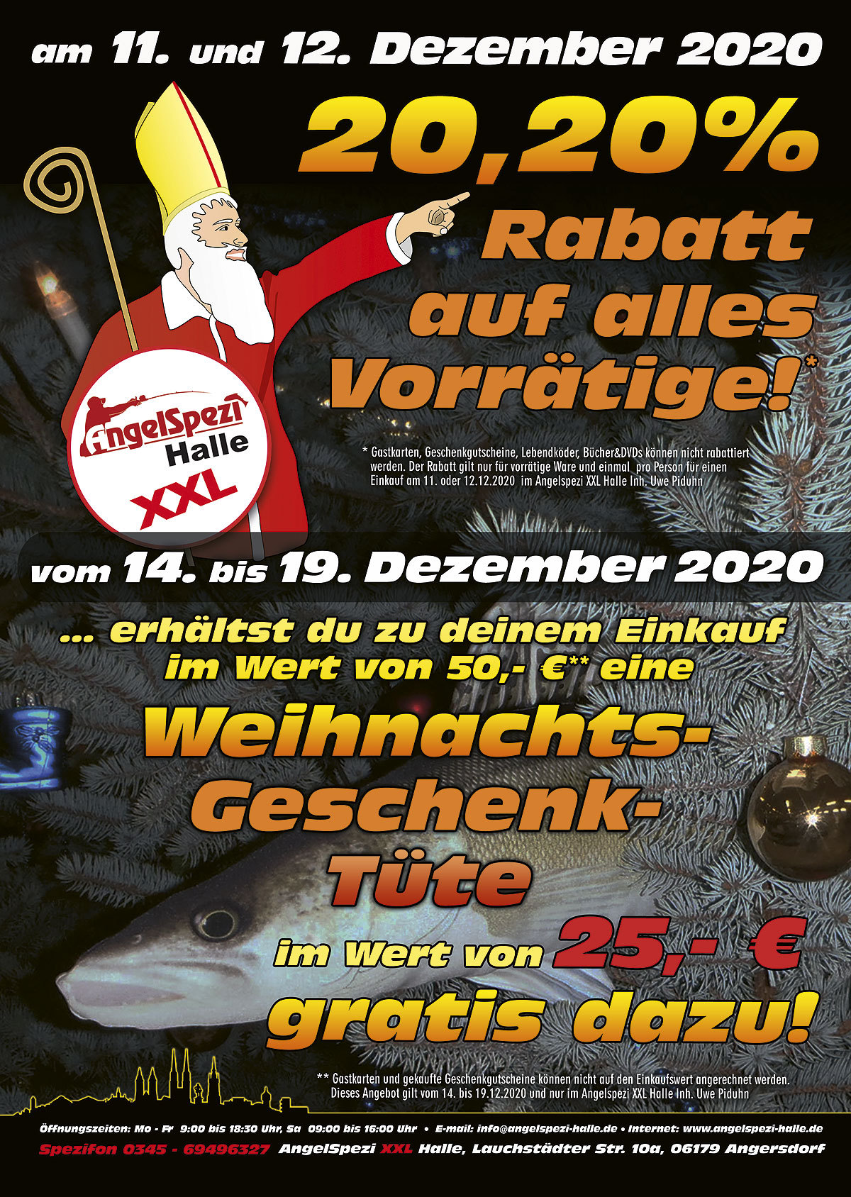 Weihnachts-Rabatt-Aktion am 11. und 12. Dezember 2020 im Angelspezi XXL Halle
